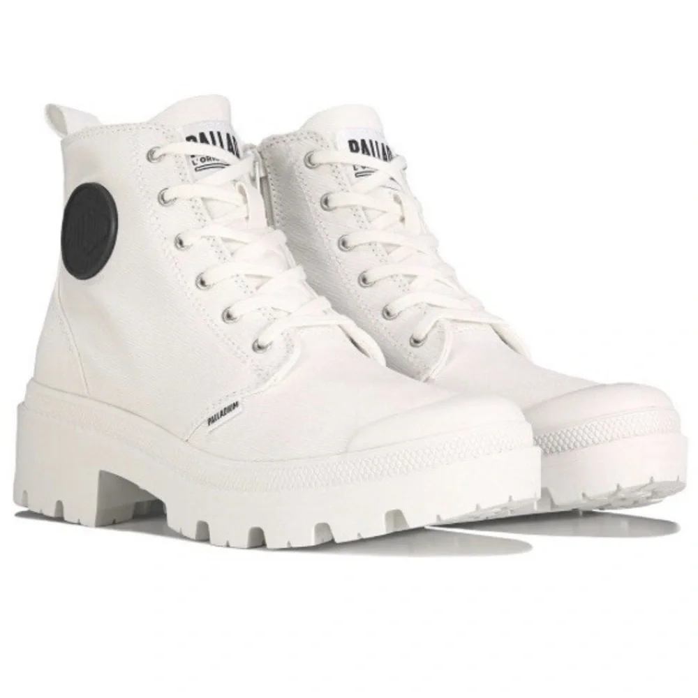 Palladium Women's Twill White Canvas Lug-Sole Boot NWB - Picture 10 of 10